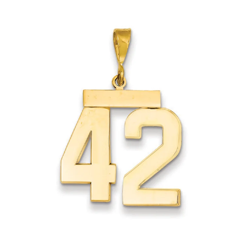 14k Yellow Gold, Athletic Collection, Large Polished Number 42 Pendant