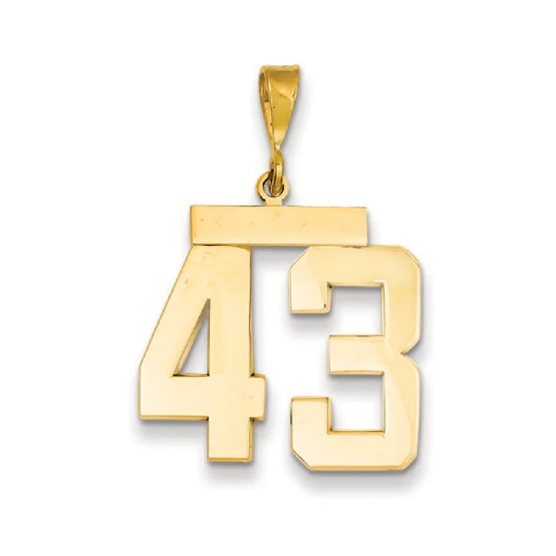 14k Yellow Gold, Athletic Collection, Large Polished Number 43 Pendant