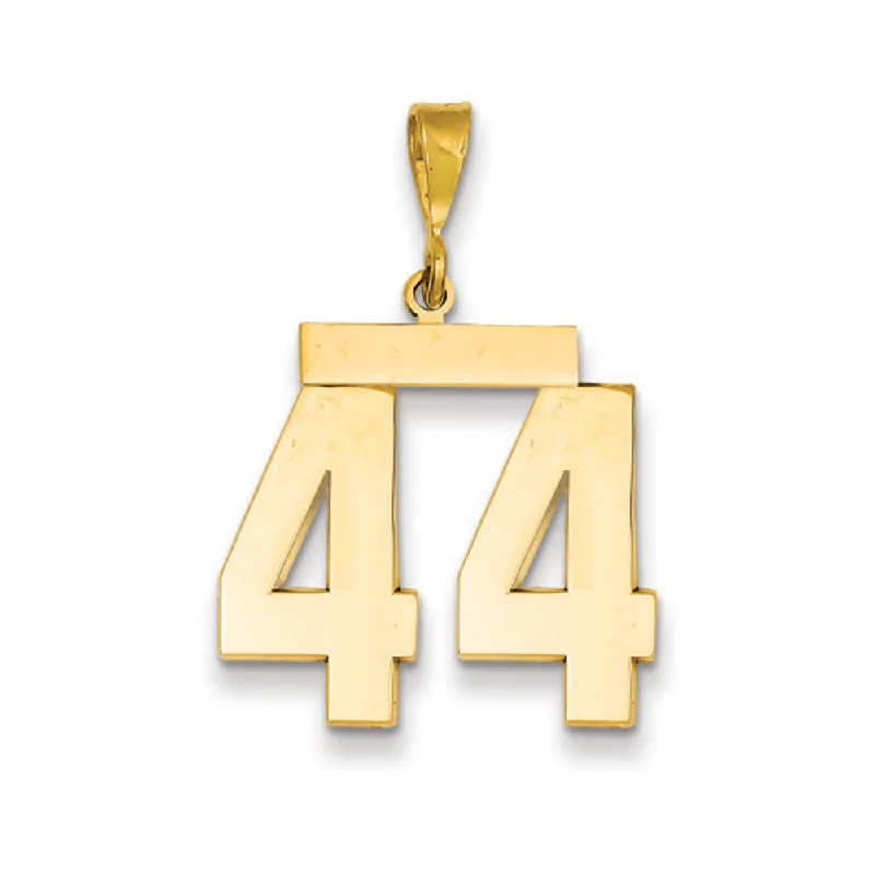 14k Yellow Gold, Athletic Collection, Large Polished Number 44 Pendant