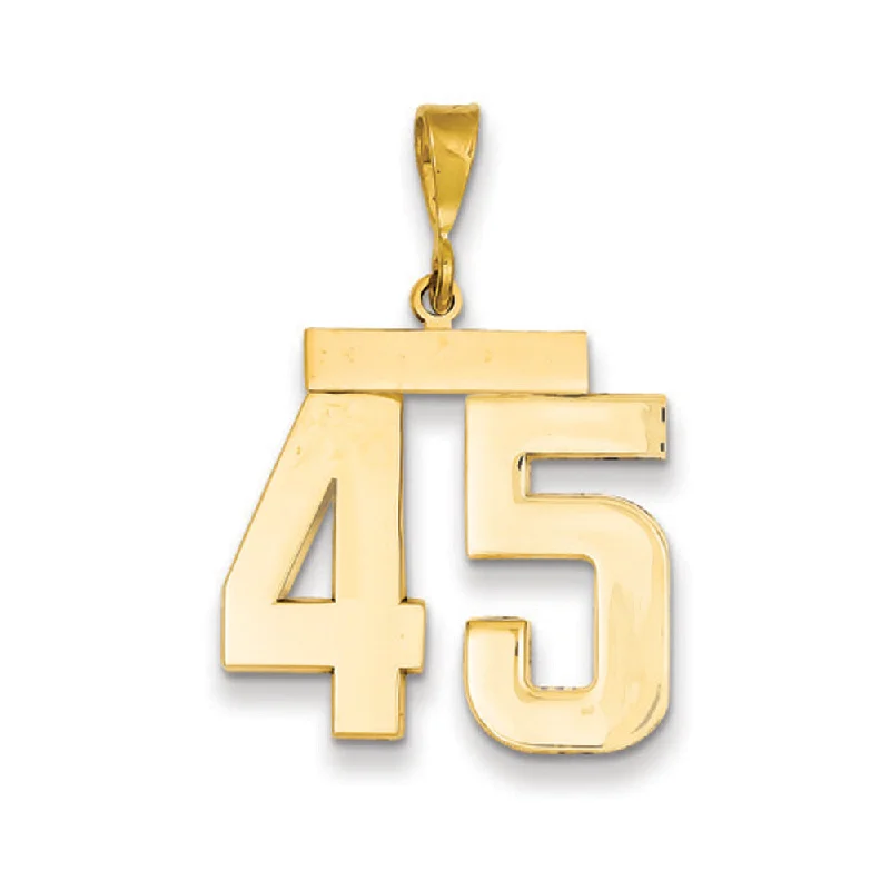 14k Yellow Gold, Athletic Collection, Large Polished Number 45 Pendant