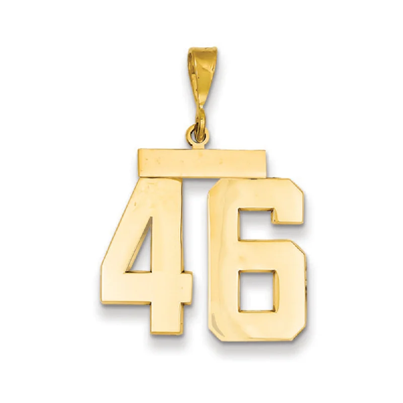 14k Yellow Gold, Athletic Collection, Large Polished Number 46 Pendant