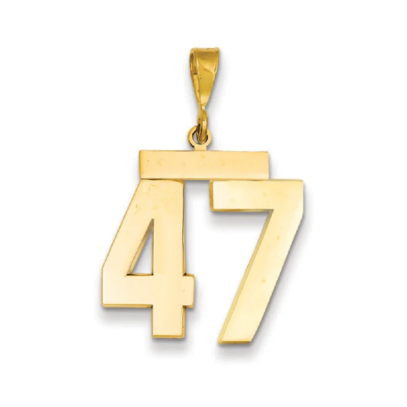 14k Yellow Gold, Athletic Collection, Large Polished Number 47 Pendant