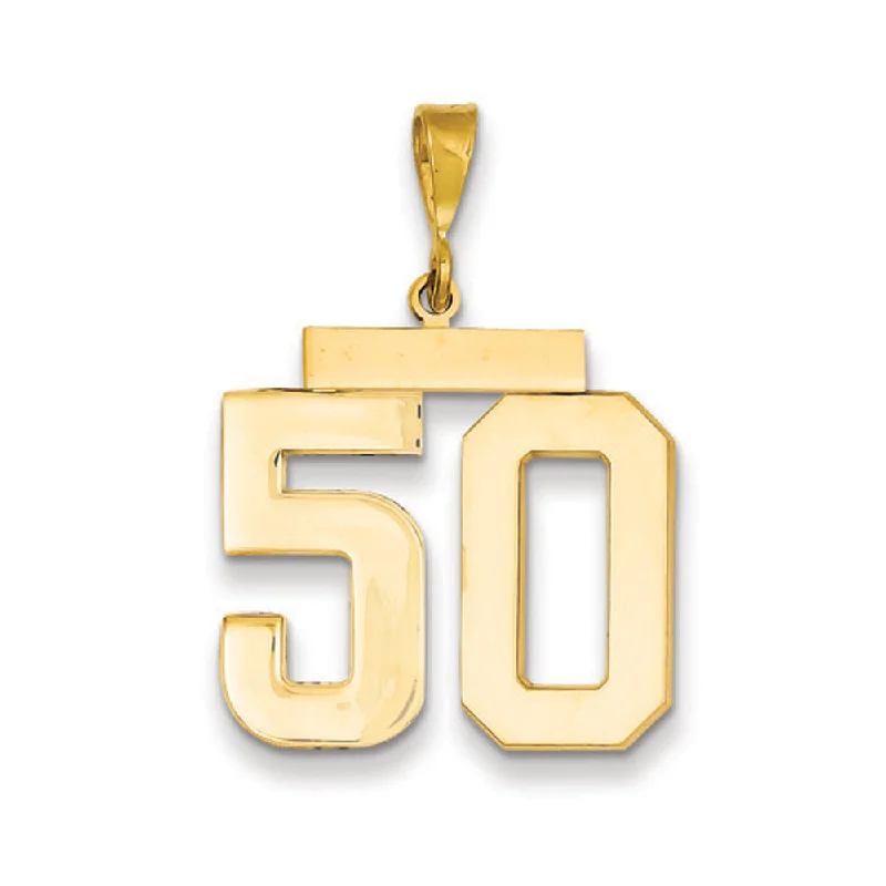 14k Yellow Gold, Athletic Collection, Large Polished Number 50 Pendant