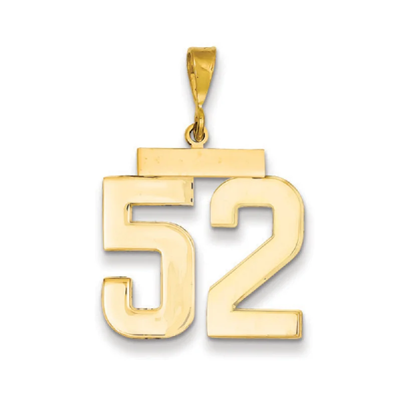 14k Yellow Gold, Athletic Collection, Large Polished Number 52 Pendant