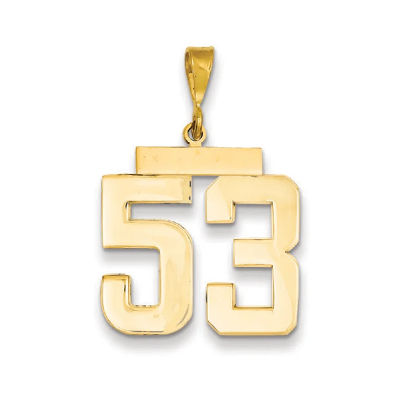 14k Yellow Gold, Athletic Collection, Large Polished Number 53 Pendant