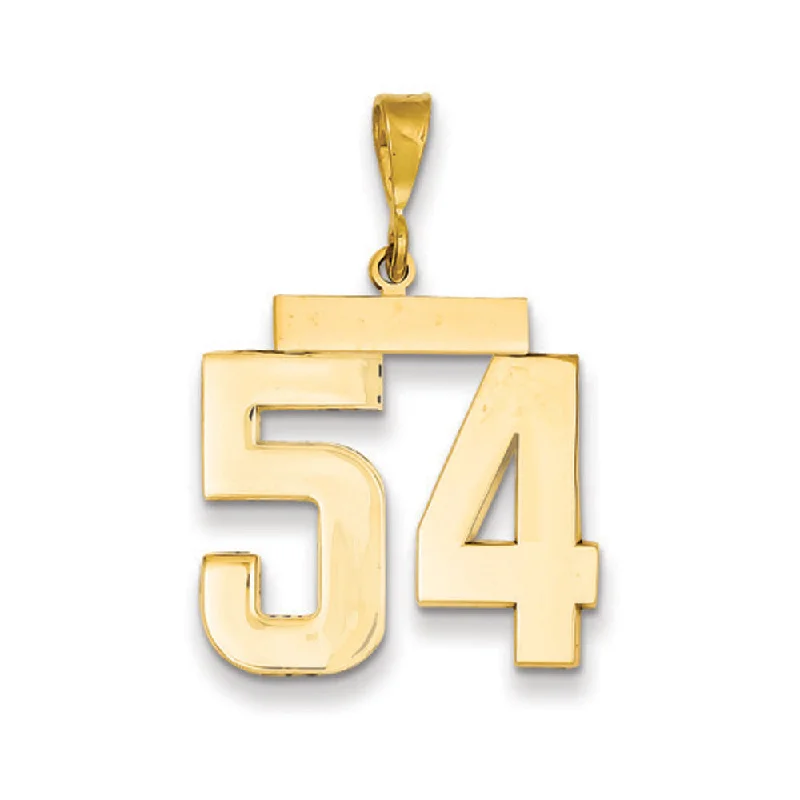 14k Yellow Gold, Athletic Collection, Large Polished Number 54 Pendant