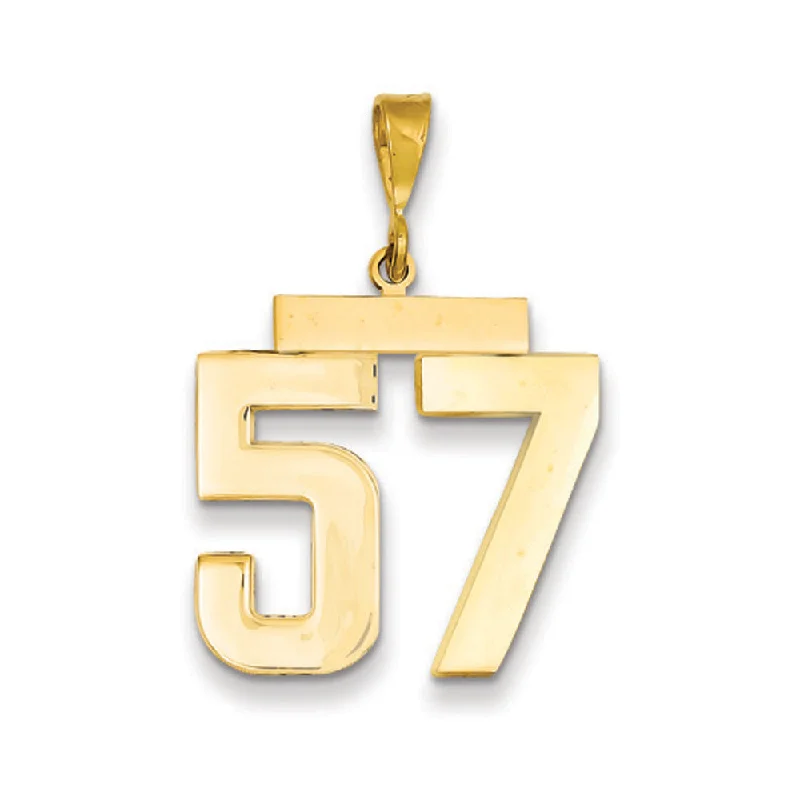 14k Yellow Gold, Athletic Collection, Large Polished Number 57 Pendant