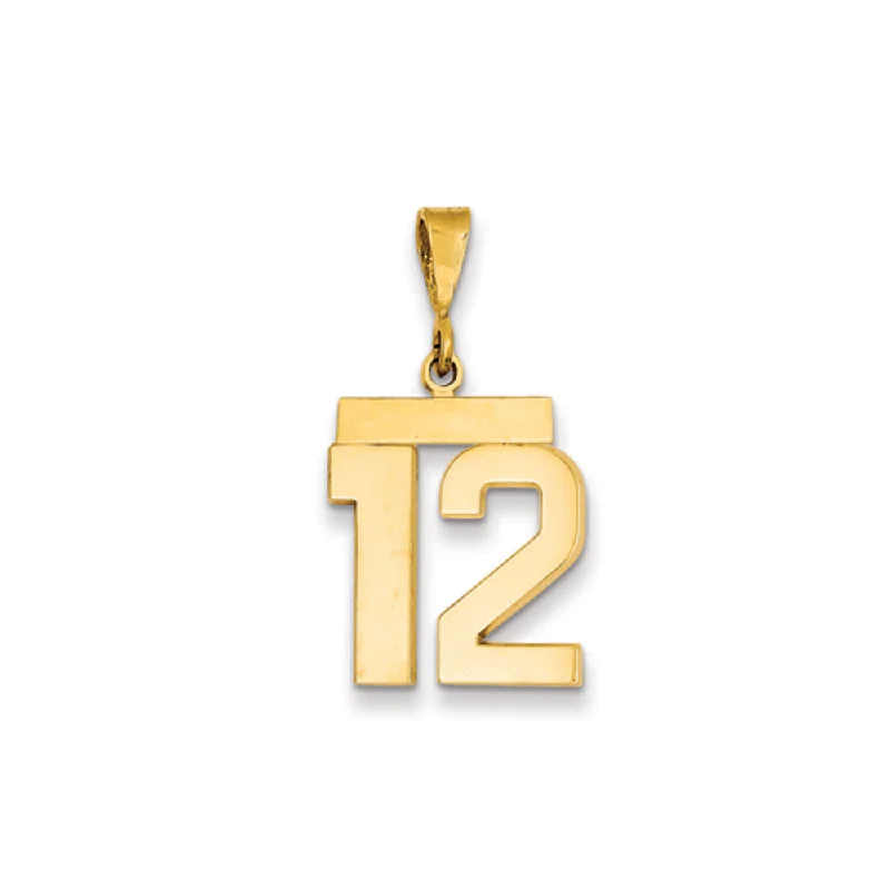 Pearl - Embellished Floral Pendant for a Feminine and Romantic Look14k Yellow Gold, Athletic Collection Medium Polished Number 12 Pendant Pearl - Embellished Floral Pendant for a Feminine and Romantic Look14k Yellow Gold, Athletic Collection Medium Polished Number 12 Pendant