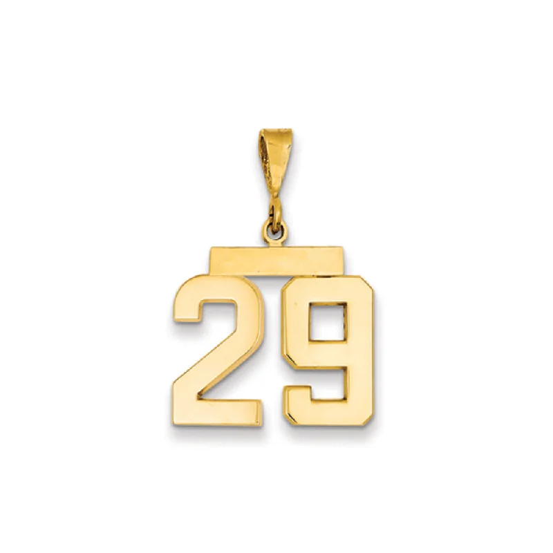 Military - Inspired Dog Tag Pendant with Engraved Service Numbers14k Yellow Gold, Athletic Collection Medium Polished Number 29 Pendant Military - Inspired Dog Tag Pendant with Engraved Service Numbers14k Yellow Gold, Athletic Collection Medium Polished Number 29 Pendant