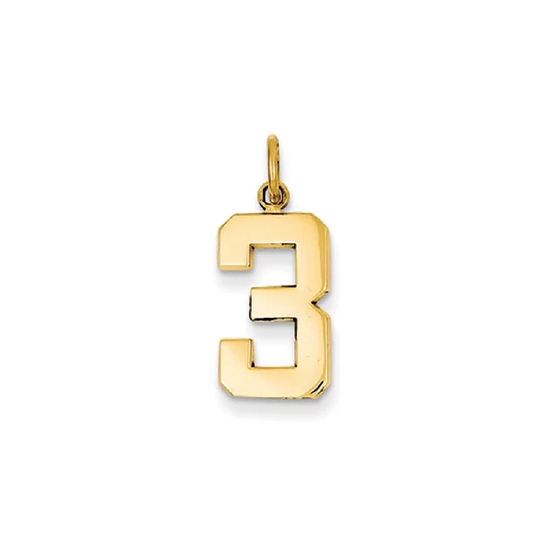 Customized Birthstone Pendant with Engraved Name for a Personalized Touch14k Yellow Gold, Athletic Collection Medium Polished Number 3 Pendant Customized Birthstone Pendant with Engraved Name for a Personalized Touch14k Yellow Gold, Athletic Collection Medium Polished Number 3 Pendant