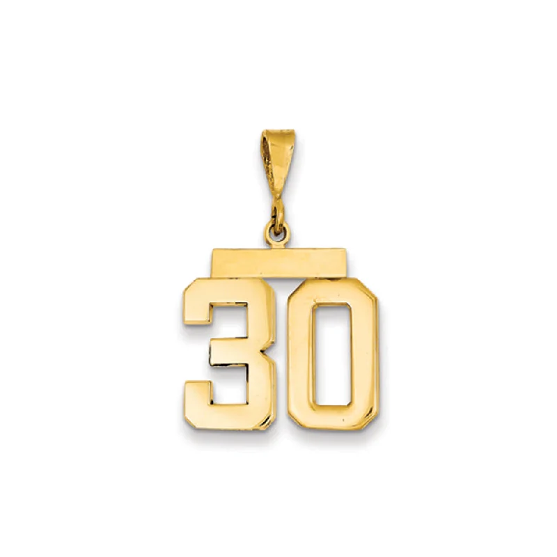 Adjustable - Chain Cubic Zirconia Solitaire Pendant for a Sparkling Gift14k Yellow Gold, Athletic Collection Medium Polished Number 30 Pendant Adjustable - Chain Cubic Zirconia Solitaire Pendant for a Sparkling Gift14k Yellow Gold, Athletic Collection Medium Polished Number 30 Pendant