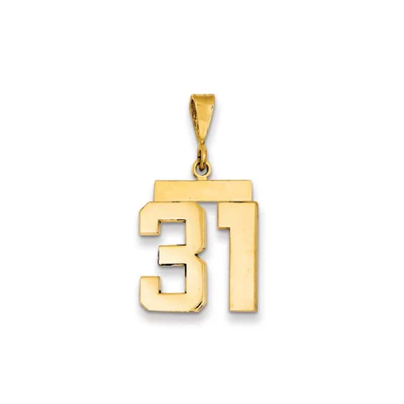 3D - Printed Polymer Clay Animal - Print Pendant for a Fun and Quirky Accessory14k Yellow Gold, Athletic Collection Medium Polished Number 31 Pendant 3D - Printed Polymer Clay Animal - Print Pendant for a Fun and Quirky Accessory14k Yellow Gold, Athletic Collection Medium Polished Number 31 Pendant