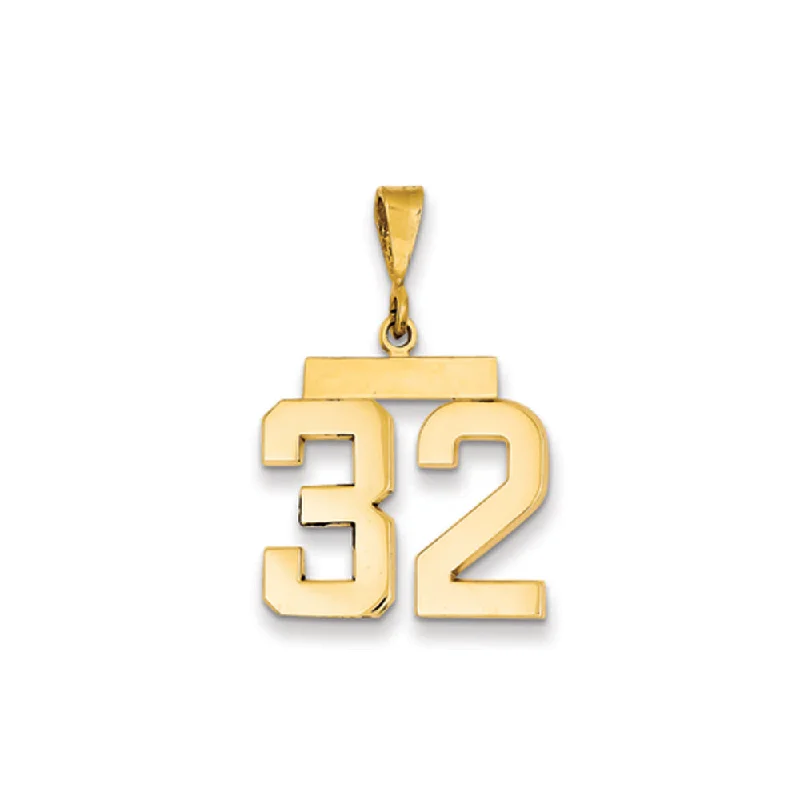 Enamel - Painted Owl Pendant in Vibrant Colors for a Playful Look14k Yellow Gold, Athletic Collection Medium Polished Number 32 Pendant Enamel - Painted Owl Pendant in Vibrant Colors for a Playful Look14k Yellow Gold, Athletic Collection Medium Polished Number 32 Pendant