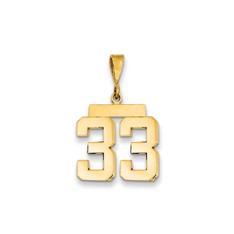 Pearl - Embellished Floral Pendant for a Feminine and Romantic Look14k Yellow Gold, Athletic Collection Medium Polished Number 33 Pendant Pearl - Embellished Floral Pendant for a Feminine and Romantic Look14k Yellow Gold, Athletic Collection Medium Polished Number 33 Pendant