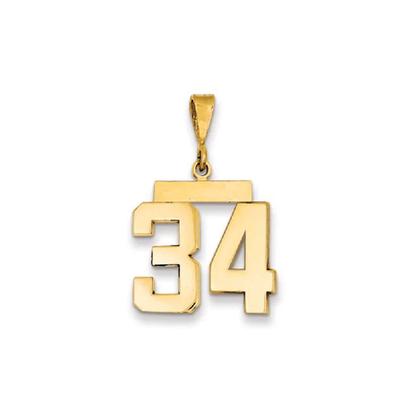 Hypoallergenic Titanium Infinity Symbol Pendant for Sensitive Skin14k Yellow Gold, Athletic Collection Medium Polished Number 34 Pendant Hypoallergenic Titanium Infinity Symbol Pendant for Sensitive Skin14k Yellow Gold, Athletic Collection Medium Polished Number 34 Pendant