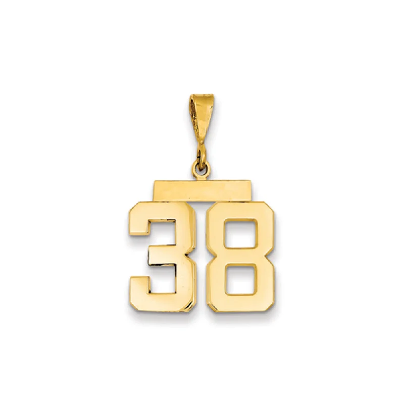 Pearl - Embellished Floral Pendant for a Feminine and Romantic Look14k Yellow Gold, Athletic Collection Medium Polished Number 38 Pendant Pearl - Embellished Floral Pendant for a Feminine and Romantic Look14k Yellow Gold, Athletic Collection Medium Polished Number 38 Pendant
