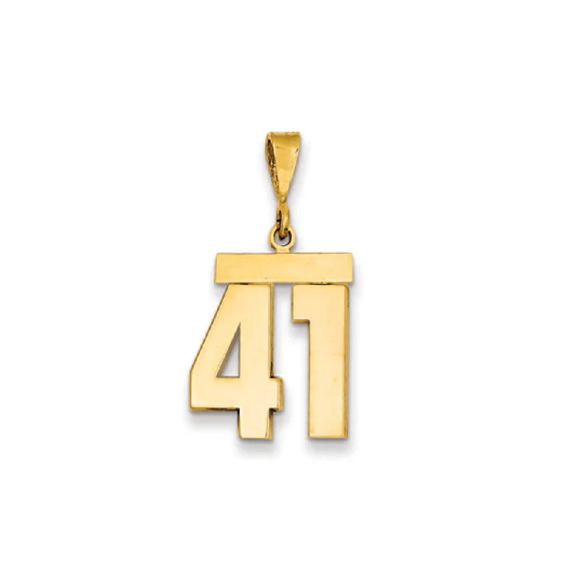 Military - Inspired Dog Tag Pendant with Engraved Service Numbers14k Yellow Gold, Athletic Collection Medium Polished Number 41 Pendant Military - Inspired Dog Tag Pendant with Engraved Service Numbers14k Yellow Gold, Athletic Collection Medium Polished Number 41 Pendant