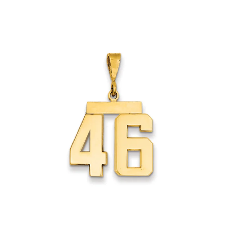 Laser - Cut Woodland Scene Pendant for Nature Enthusiasts14k Yellow Gold, Athletic Collection Medium Polished Number 46 Pendant Laser - Cut Woodland Scene Pendant for Nature Enthusiasts14k Yellow Gold, Athletic Collection Medium Polished Number 46 Pendant