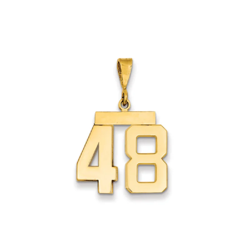 Gothic - Style Skull Pendant with Red Enamel Accents for Alternative Fashion14k Yellow Gold, Athletic Collection Medium Polished Number 48 Pendant Gothic - Style Skull Pendant with Red Enamel Accents for Alternative Fashion14k Yellow Gold, Athletic Collection Medium Polished Number 48 Pendant