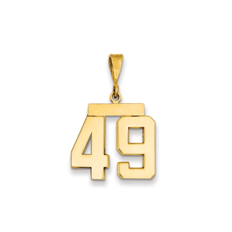 Retro - Inspired Art Deco - Patterned Pendant in Silver for Vintage Lovers14k Yellow Gold, Athletic Collection Medium Polished Number 49 Pendant Retro - Inspired Art Deco - Patterned Pendant in Silver for Vintage Lovers14k Yellow Gold, Athletic Collection Medium Polished Number 49 Pendant