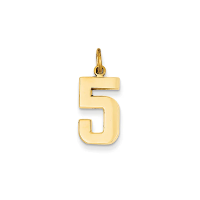 Double - Heart Pendant with Interlocking Design for Couples14k Yellow Gold, Athletic Collection Medium Polished Number 5 Pendant Double - Heart Pendant with Interlocking Design for Couples14k Yellow Gold, Athletic Collection Medium Polished Number 5 Pendant