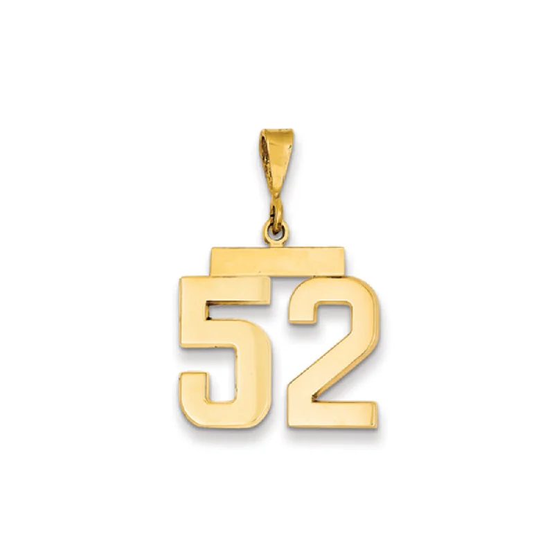 Military - Inspired Dog Tag Pendant with Engraved Service Numbers14k Yellow Gold, Athletic Collection Medium Polished Number 52 Pendant Military - Inspired Dog Tag Pendant with Engraved Service Numbers14k Yellow Gold, Athletic Collection Medium Polished Number 52 Pendant