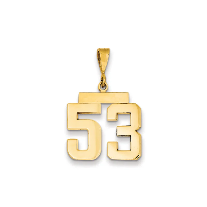 14k Yellow Gold, Athletic Collection Medium Polished Number 53 Pendant
