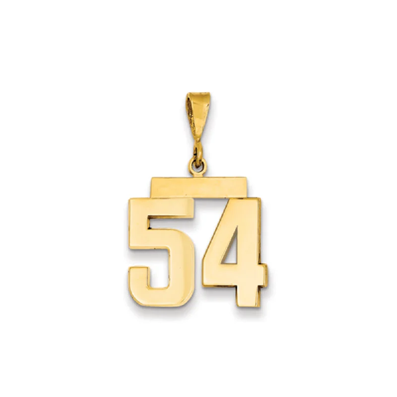 14k Yellow Gold, Athletic Collection Medium Polished Number 54 Pendant