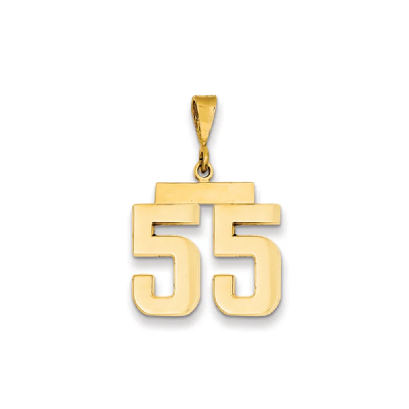 14k Yellow Gold, Athletic Collection Medium Polished Number 55 Pendant
