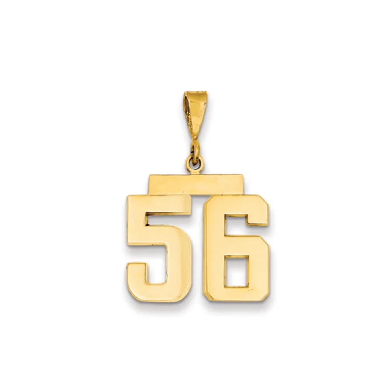 14k Yellow Gold, Athletic Collection Medium Polished Number 56 Pendant
