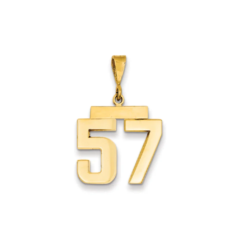 14k Yellow Gold, Athletic Collection Medium Polished Number 57 Pendant