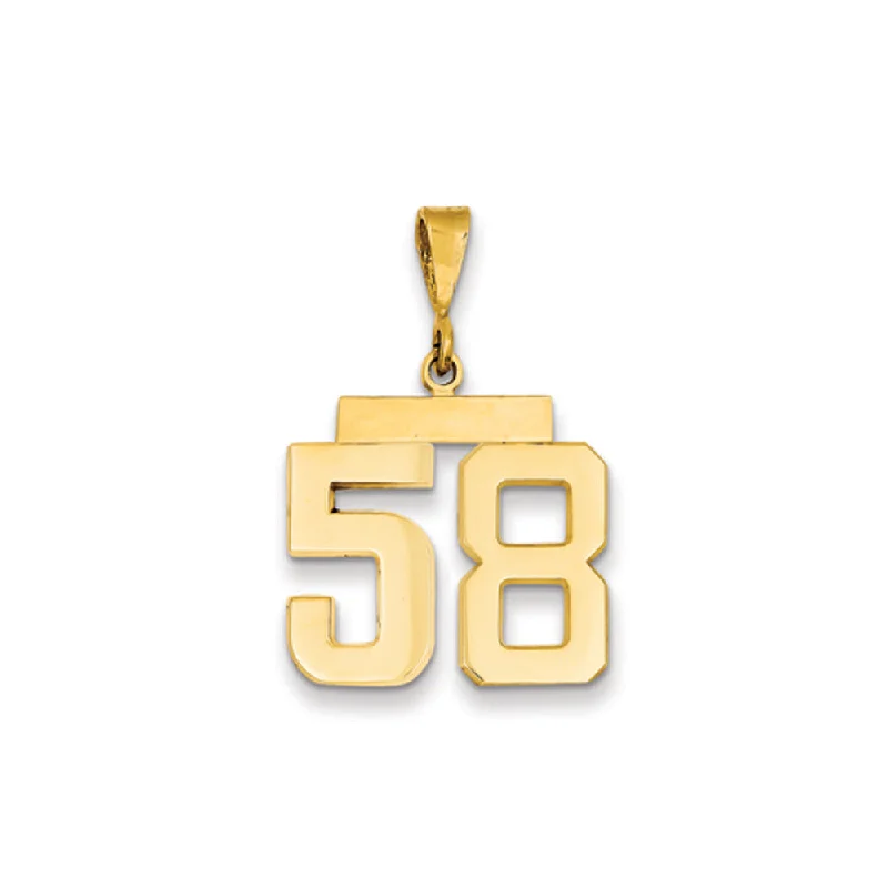 14k Yellow Gold, Athletic Collection Medium Polished Number 58 Pendant