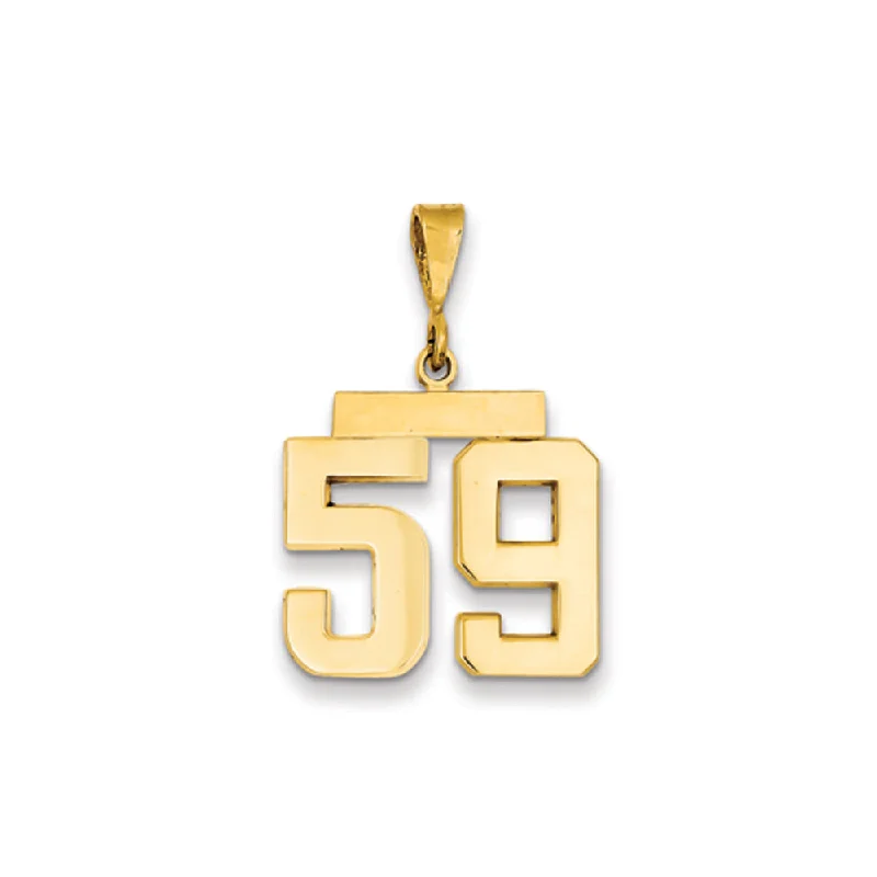 14k Yellow Gold, Athletic Collection Medium Polished Number 59 Pendant