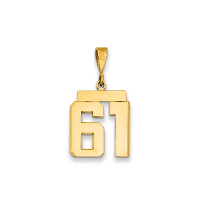 14k Yellow Gold, Athletic Collection Medium Polished Number 61 Pendant