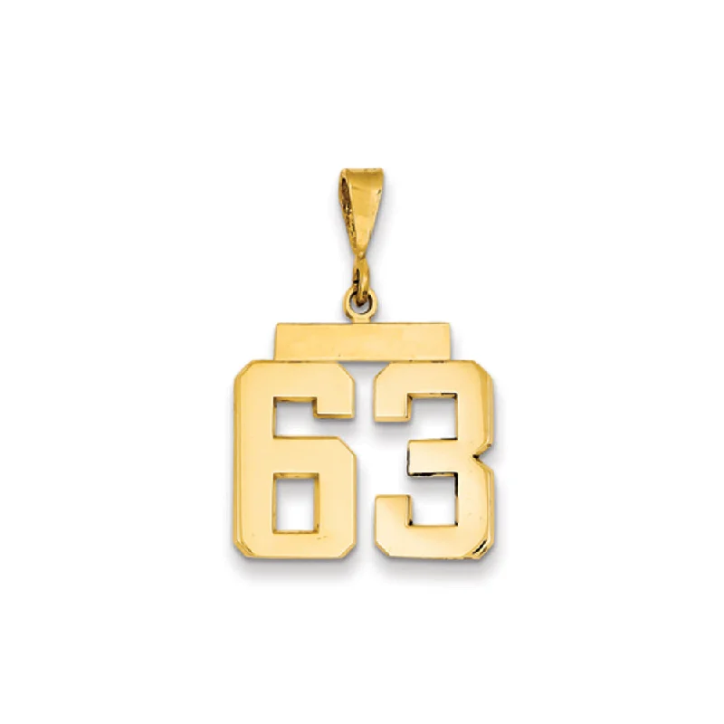 14k Yellow Gold, Athletic Collection Medium Polished Number 63 Pendant