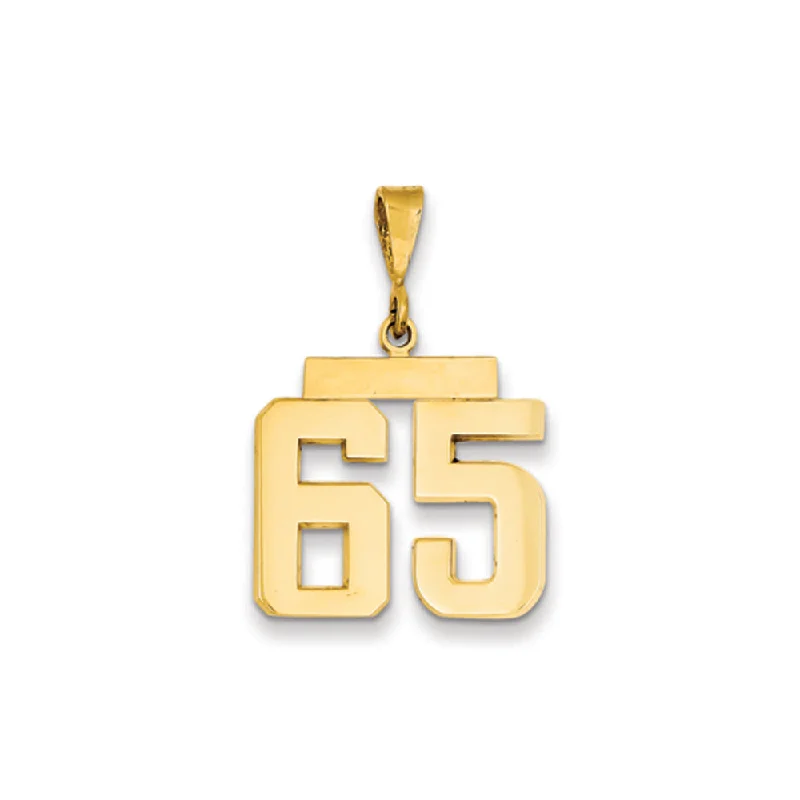 14k Yellow Gold, Athletic Collection Medium Polished Number 65 Pendant