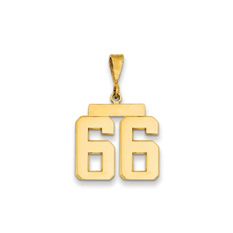 14k Yellow Gold, Athletic Collection Medium Polished Number 66 Pendant