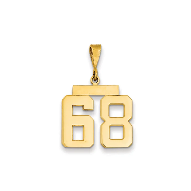 14k Yellow Gold, Athletic Collection Medium Polished Number 68 Pendant