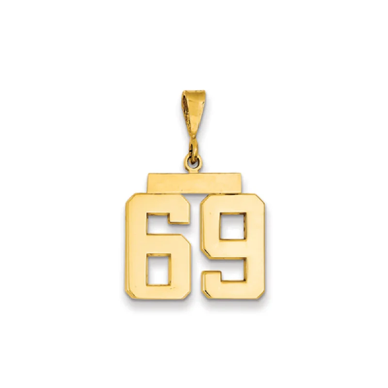 14k Yellow Gold, Athletic Collection Medium Polished Number 69 Pendant