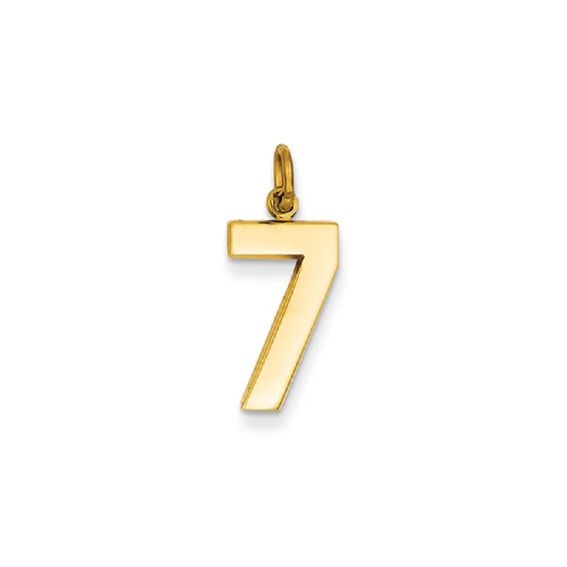 14k Yellow Gold, Athletic Collection Medium Polished Number 7 Pendant
