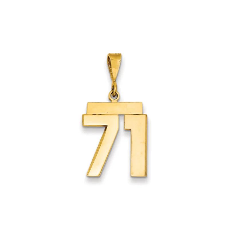 14k Yellow Gold, Athletic Collection Medium Polished Number 71 Pendant
