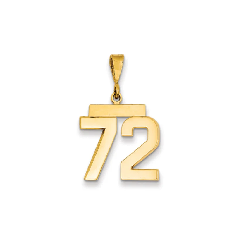 14k Yellow Gold, Athletic Collection Medium Polished Number 72Pendant