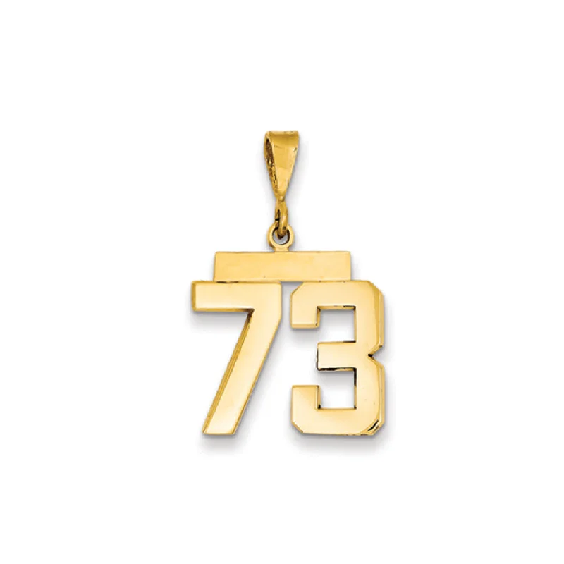 14k Yellow Gold, Athletic Collection Medium Polished Number 73 Pendant