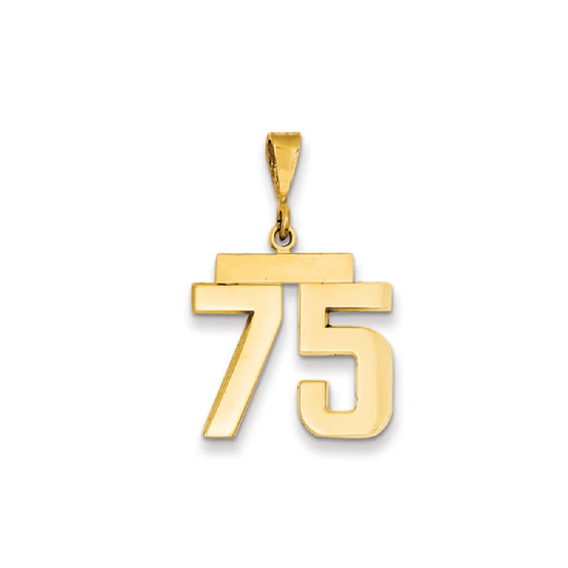 14k Yellow Gold, Athletic Collection Medium Polished Number 75 Pendant