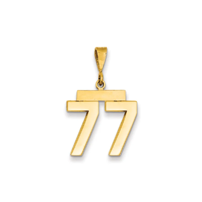 14k Yellow Gold, Athletic Collection Medium Polished Number 77 Pendant
