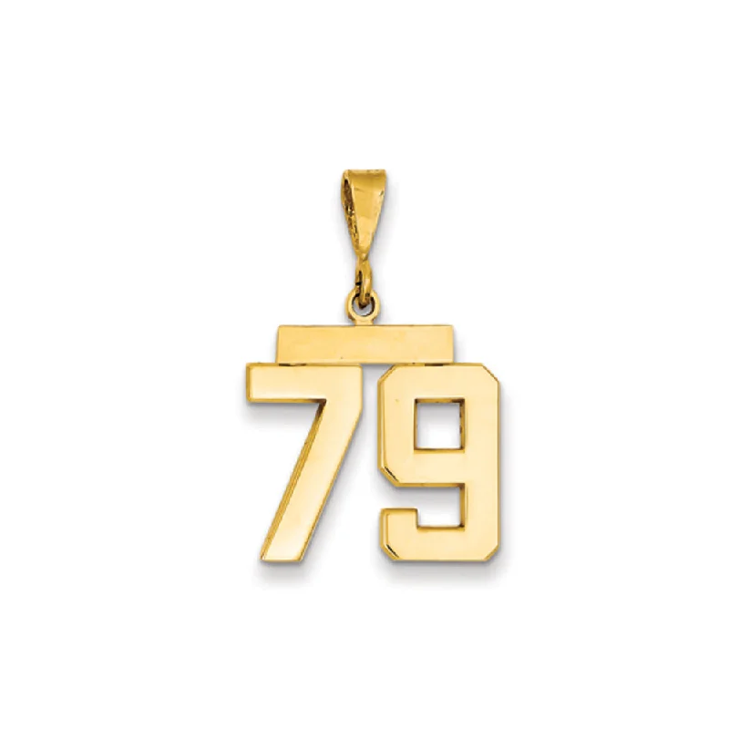14k Yellow Gold, Athletic Collection Medium Polished Number 79 Pendant