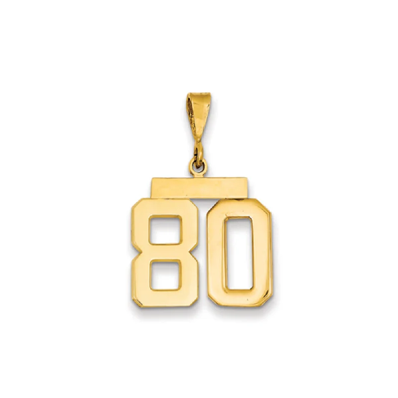 14k Yellow Gold, Athletic Collection Medium Polished Number 80 Pendant