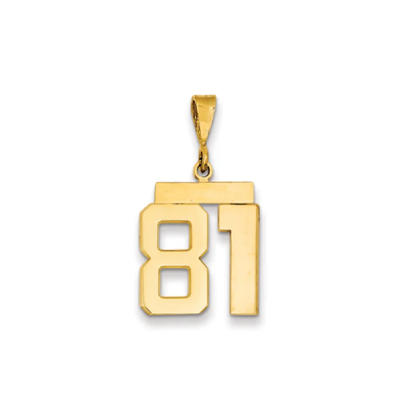 14k Yellow Gold, Athletic Collection Medium Polished Number 81 Pendant