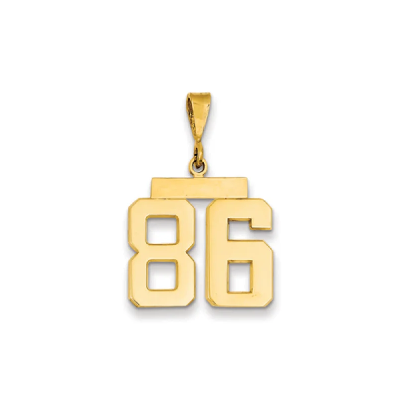 14k Yellow Gold, Athletic Collection Medium Polished Number 86 Pendant