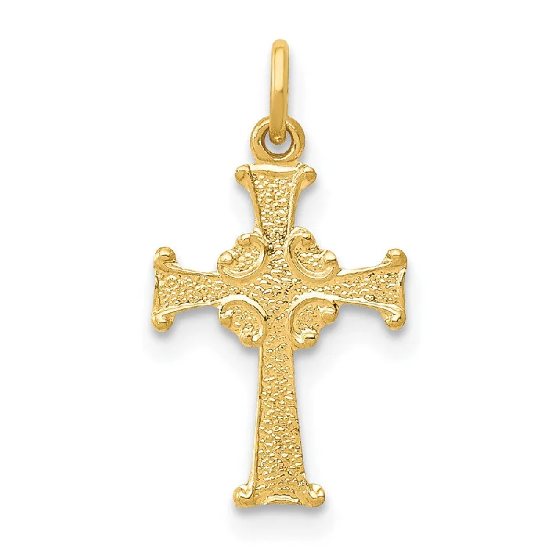 Rhinestone - Encrusted Crown Pendant for Little Girls' Dress - Up14k Yellow Gold, Dainty, Celtic Cross Charm Rhinestone - Encrusted Crown Pendant for Little Girls' Dress - Up14k Yellow Gold, Dainty, Celtic Cross Charm